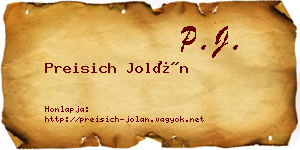 Preisich Jolán névjegykártya